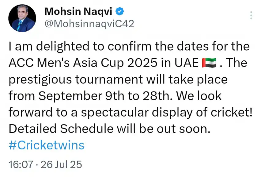 Mohsin Naqvi on Asia Cup