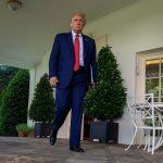 President Donald J. Trump walks to the Rose Garden as he holds a press conference at the White House in Washington, DC, USA on Tuesday, July 14, 2020.President Trump talks about Democratic presidential candidate Joe Biden, the stock market and relations w