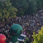 Protesters marching during a demonstration