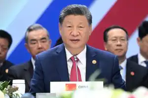 Chinese President Xi Jinping addressing the BRICS countries