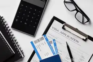 top-view-visa-application-arrangement