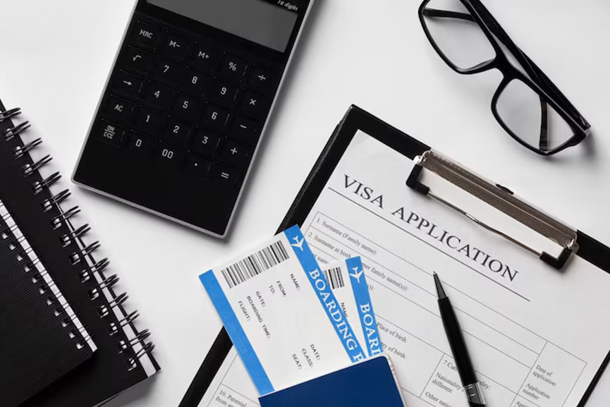 top-view-visa-application-arrangement