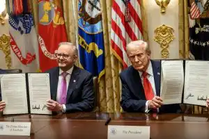 Donald J. Trump and Anthony Albanese sign critical minerals agreement