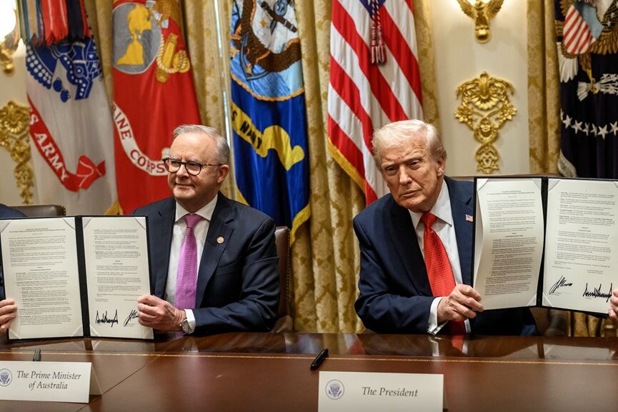 Donald J. Trump and Anthony Albanese sign critical minerals agreement