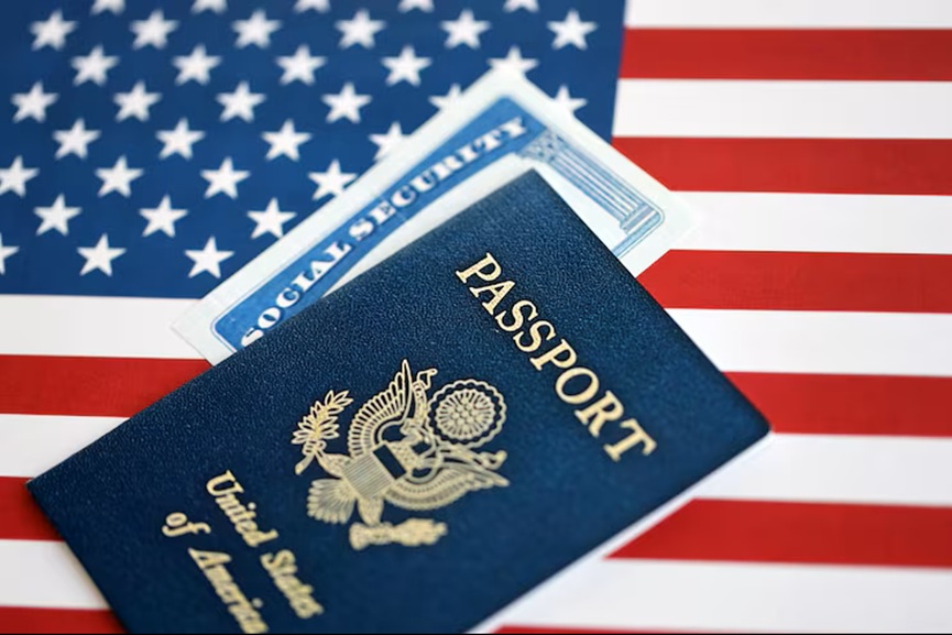 new-blue-united-states-america-passport-social-security-number-us-flag-background