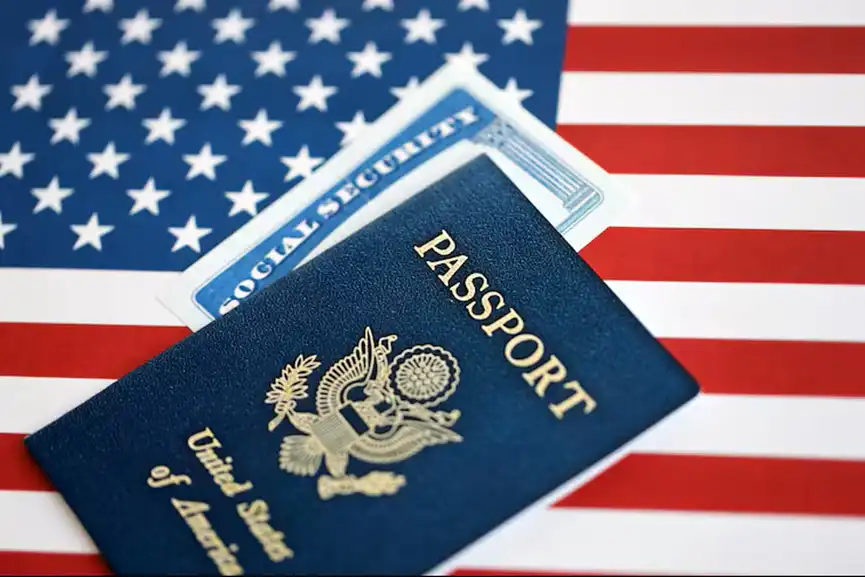 new-blue-united-states-america-passport-social-security-number-us-flag-background