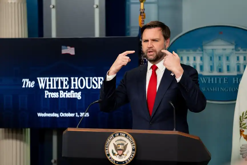 VP Vance takes questions at the White House Press Briefing