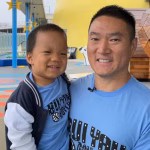 Three-year-old Oliver Chu with his father, Ricky