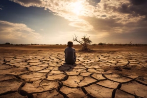 child-staying-landscape-extreme-drought