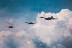 low-angle-shot-range-aircraft-preparing-air-show-breathtaking-cloudy-sky